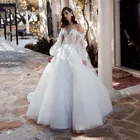 Богемное свадебное платье es с длинными рукавами Кружева Аппликации; Robe De Mariage свадебные платья на заказ в винтажном стиле ТРАПЕЦИЕВИДНОЕ свадебное платье принцессы для девочек размера плюс