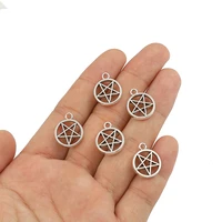 10pcs charms star pentagram 13x16mm antique silver color pendants diy crafts making findings handmade tibetan jewelry