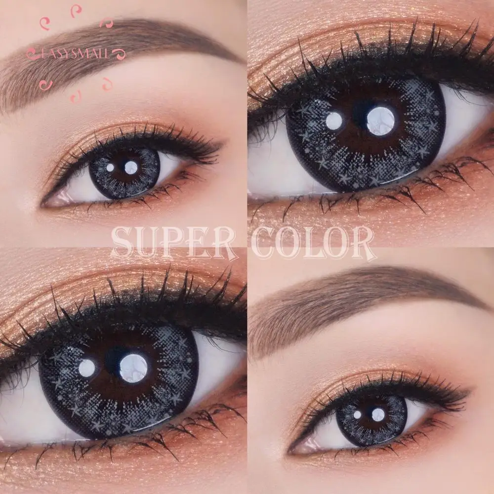 easysmall starlight golden gray colored big beautiful pupil contact lenses for eyes degree yearly 2pcspair prescription myopia free global shipping