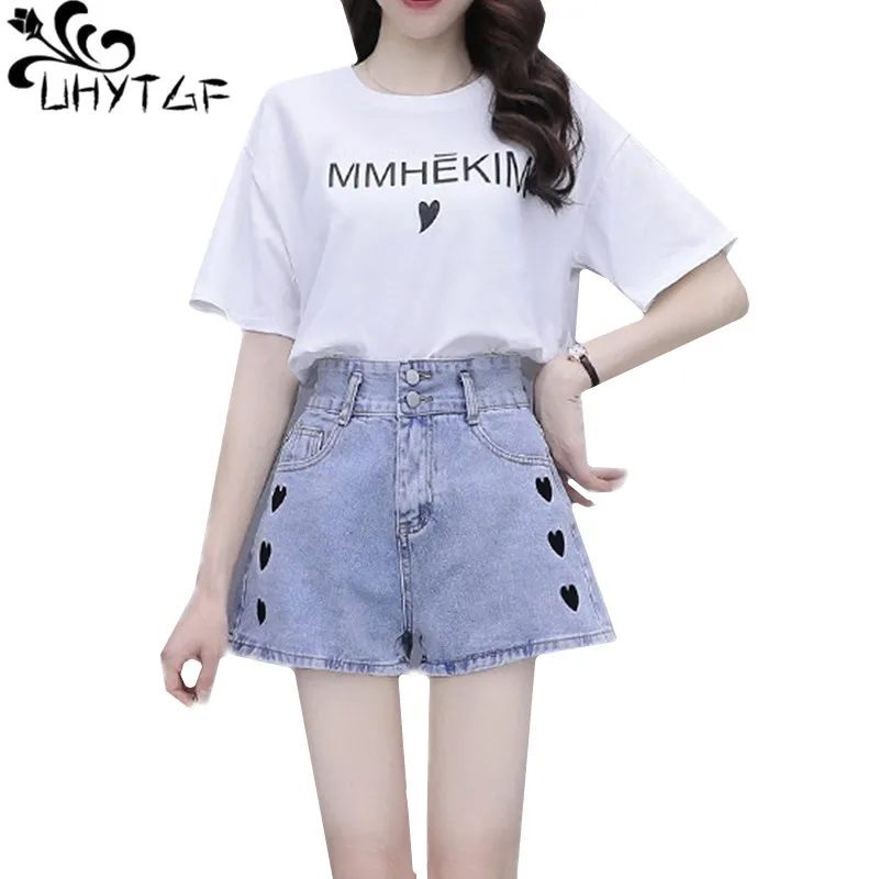 UHYTGF милый летний комплект из двух предметов для девочек белая футболка с