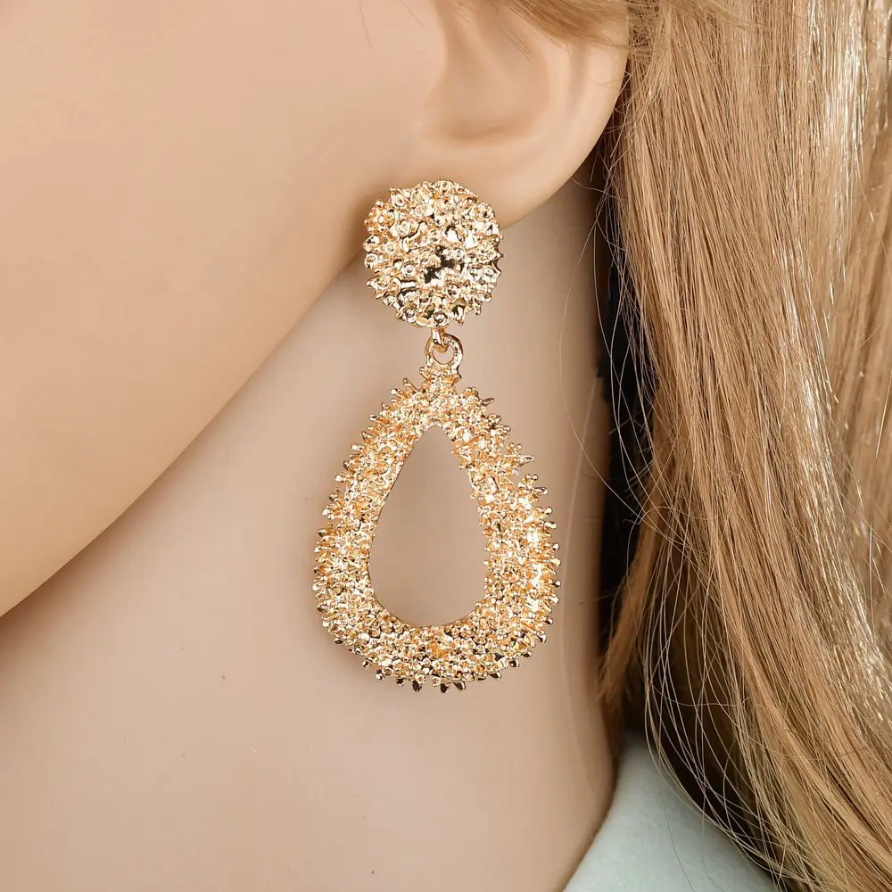 

New fashion Punk style plating earrings for women Metal pop earrings jewelry personality Prevent allergy Exaggerated earrings