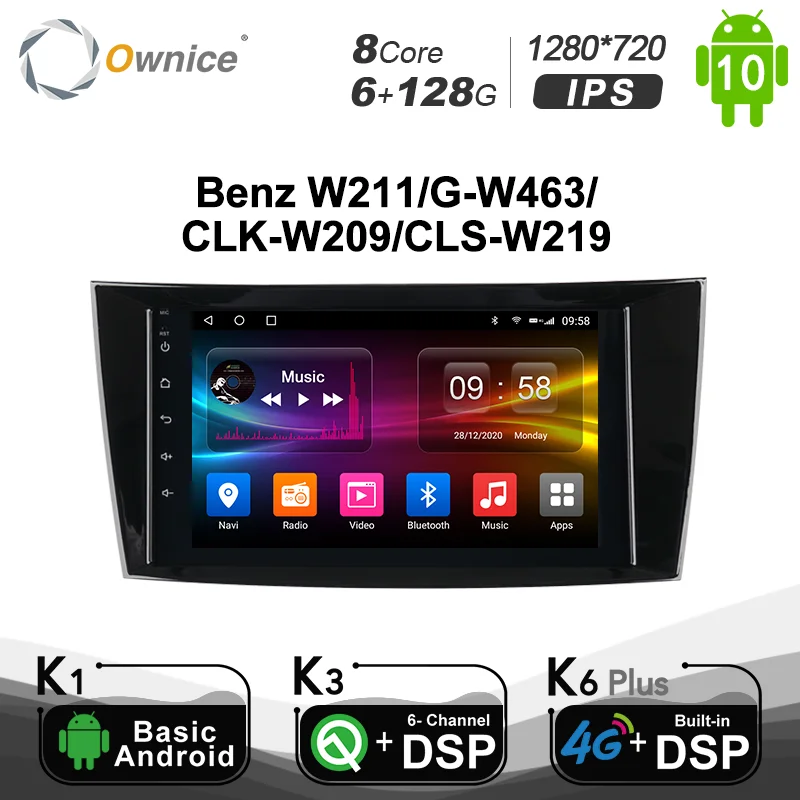 

6G + 128G Ownice Android 10,0 DSP автомобильный проигрыватель с радио и GPS для Mercedes Benz W211/G-W463/CLK-W209/CLS-W219 4 аппарат не привязан к оператору сотовой связи навиг...