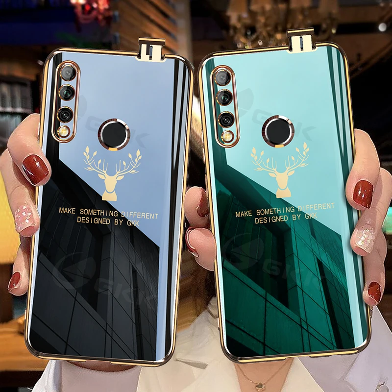 GKK Luxury Plating Pattern Soft Case For Huawei P Smart Z Y9 Prime 2019 Honor 9X Case With Fingerprint hole Anti-knock Tpu Cover