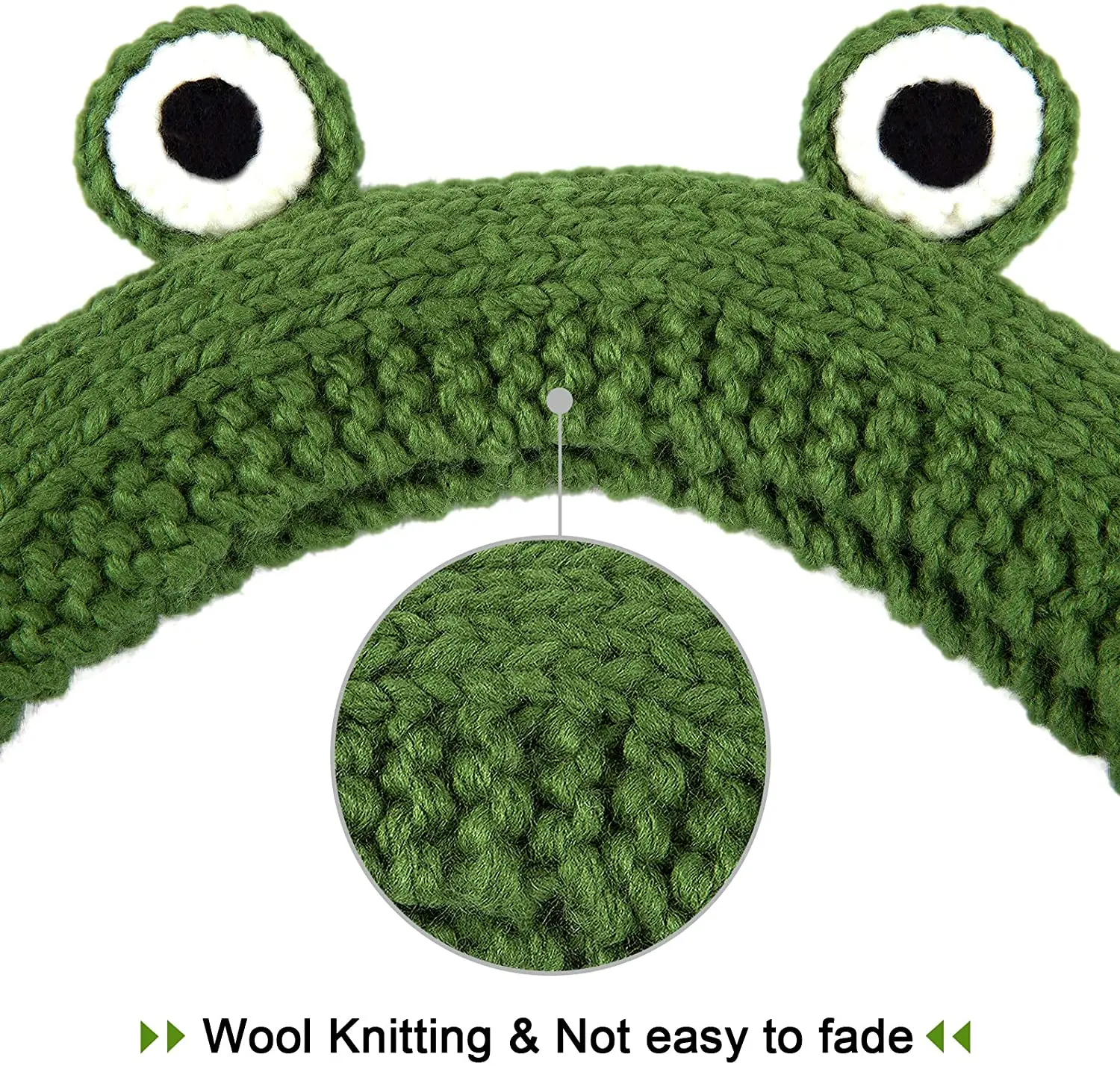 Cute Green Frog Hats Handmade Crochet Knit Hat Outdoors Autumn Big Eye Frog Winter Ear Protective Beanie Caps Party Festival images - 6