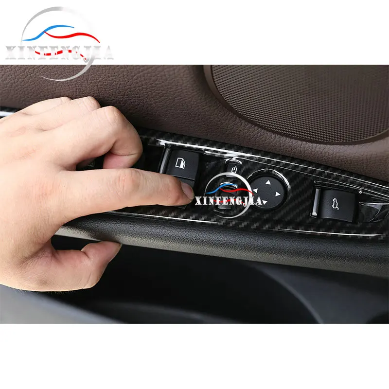 

For BMW X5 X6 F15 F16 14-18 Carbon Fiber Color Car Door Window Lift Button Frame Trim Cover