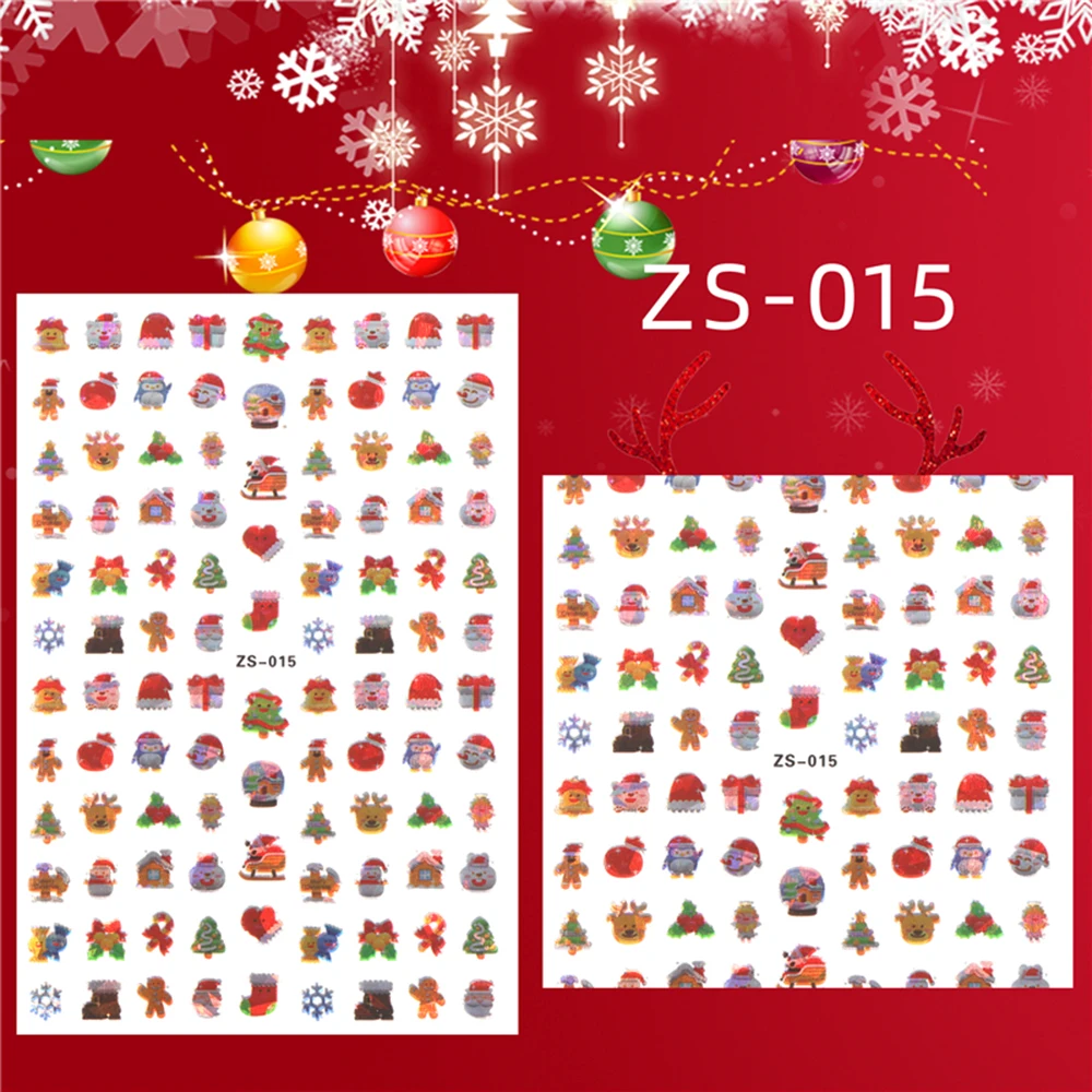 1Pcs Nail Stickers for Christmas Self-Adhesive Decals Water Transfer DIY Tools Art Manicure Decorations Women Kids | Красота и