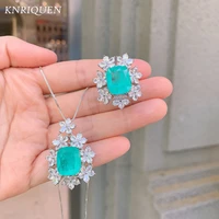 luxury jewelry sets for women 1014mm paraiba tourmaline pedant chain necklace ring gemstone wedding party fine accessories gift