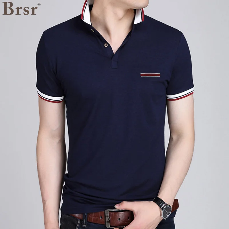 

Summer Men Polo T Men's Shirt For Business Casual Breathable White Striped Short Sleeve Cotton Work Clothes Oversized T-shirt