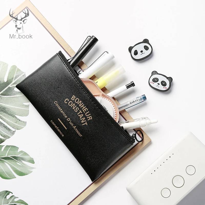 Портативные мягкие кожаные сумки карандаши черный кошелек для монет маленький