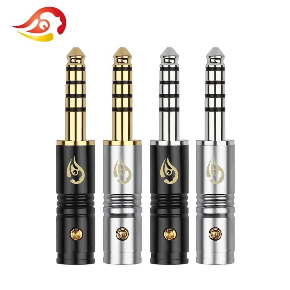 

QYFANG 4-Layer Rhodium Plated Copper 4.4mm 5 Poles Stereo Earphone Plug Audio Jack Headset Solder Wire Connector Metal Adapter