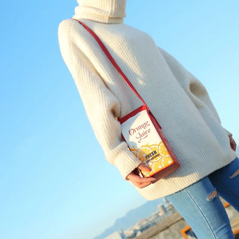 Women Milk Box Cartoon Shoulder Bag Girls Crossbody Bags Phone Bag WHShopping