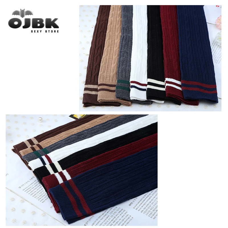 Winter Autumn 100% Cotton Stripe Thigh High 7 Colors Thick Version Over Knee Cute Lolita Good Stretch Stocking Spring Fashion