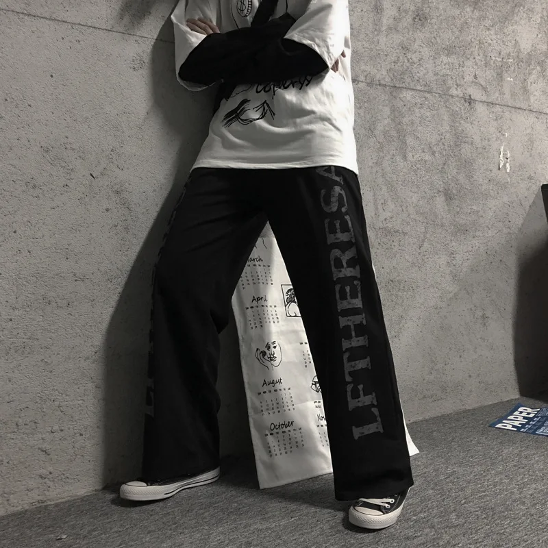 Мужские свободные брюки с широкими штанинами повседневные Прямые спортивные в