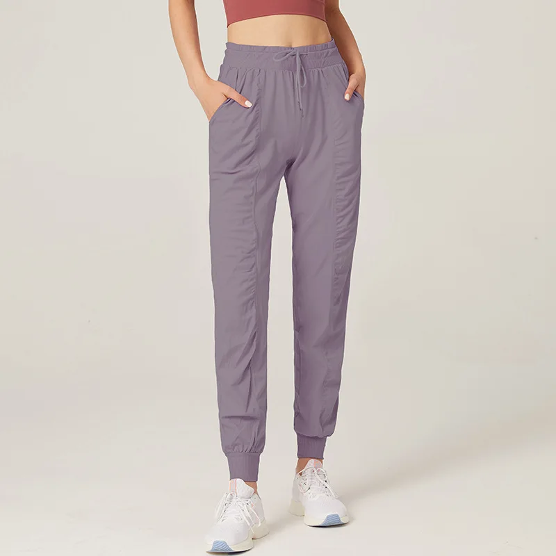 Luobolan Tatting Fabric Drawstring Running Sport Joggers Women Quick Dry Athletic Gym Fitness Sweatpants with Two Side Pockets | Спорт и