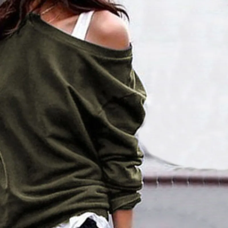 

OLOMLB 2021 Spring Autumn New Fashion Solid Casual Sexy Loose Women Tops Sweatshirt O Neck Long Sleeve Female Plus Size Clothing