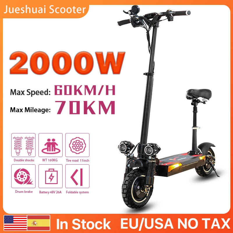 

48V 2000W E Scooter Folding Scooter Electric 60KM/H Dual Motor 70KM Electric Scooters for Adults with Seat trotinette Ã©lectrique