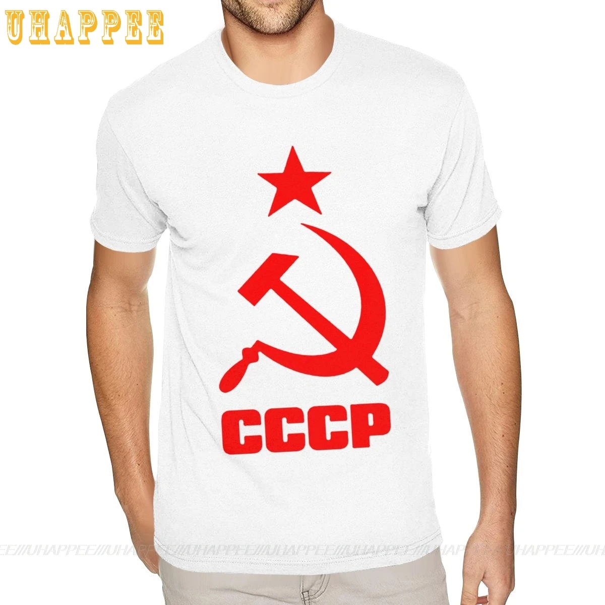 Популярная мужская футболка с принтом CCCP белая 3XL|Мужские футболки| |