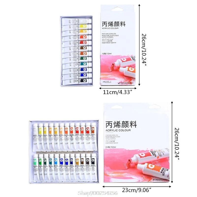 

12/24 Colors Professional Acrylic Paints Brush 12ml Tubes Artist Drawing Painting Pigment Hand Painted Wall O13 20 Dropship