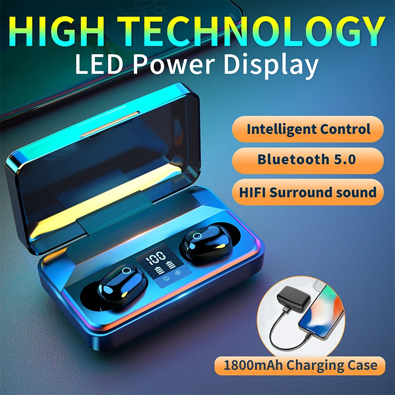 TWS стереонаушники с зарядным футляром и поддержкой Bluetooth 5 0 2000 мА · ч|Наушники