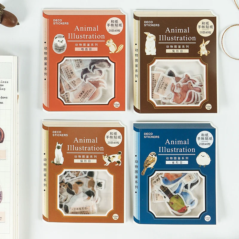 Кот кролик хомяк дневник ретро декоративные наклейки Скрапбукинг ярлыком