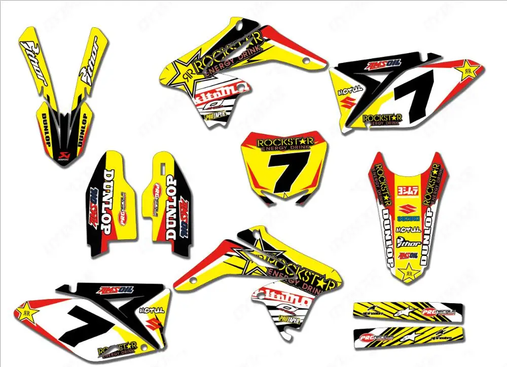 Бесплатные Индивидуальные команды Графика Фоны наклейки для Suzuki RMZ250 RM250 РМЗ 250 2010 2011 2012 2013