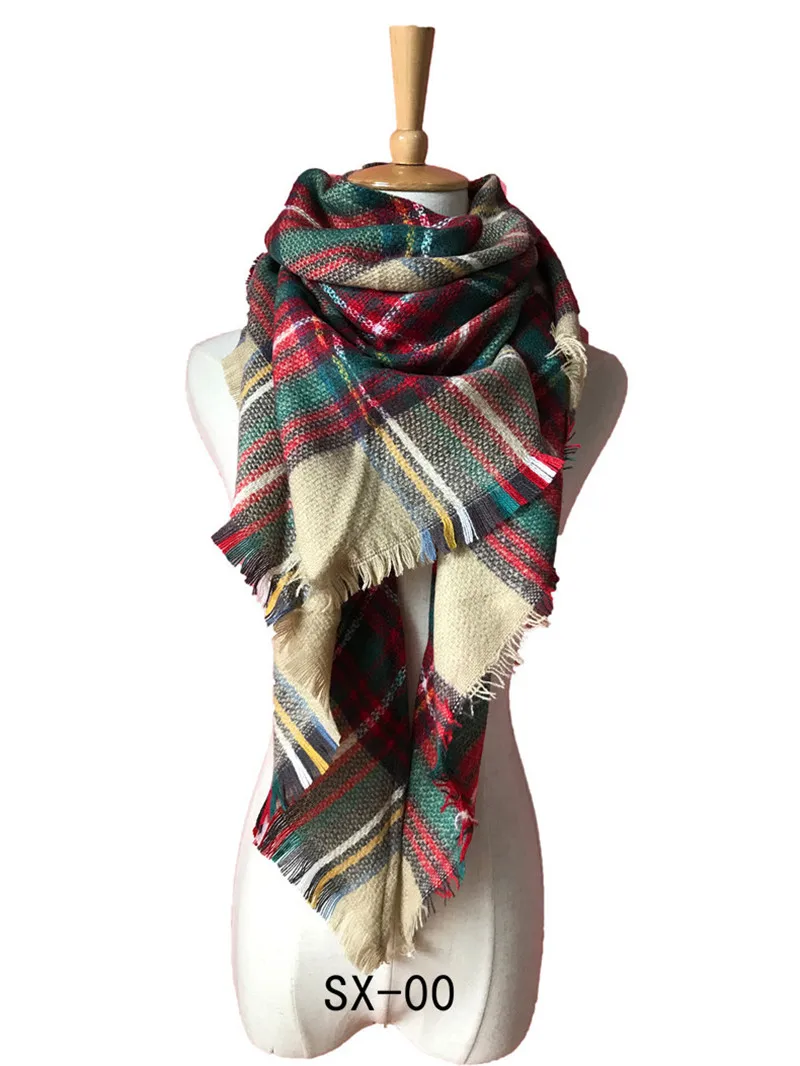 2019 женский зимний треугольный шарф клетчатый теплый кашемировый шали пашмины