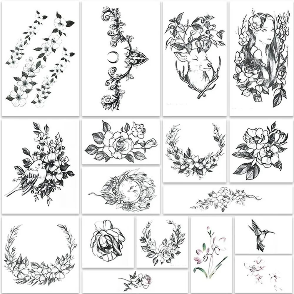 17 шт./компл. временная татуировка на руку грудь большой узор|Временные тату| |