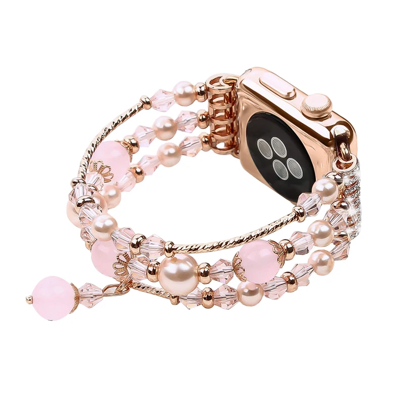 Металлический браслет agate @ для apple watch band 40 мм 38 44 42 эластичный стрейчевый ремешок
