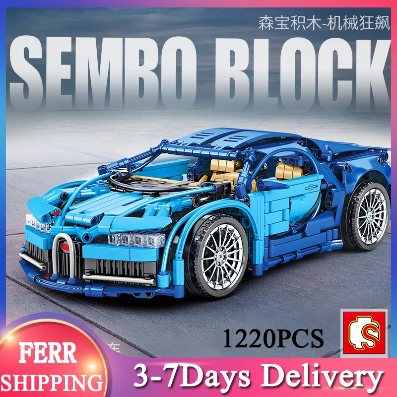 

Конструктор SEMBO 701941 MOC Citys технический вытяжной спортивный автомобиль, строительные блоки, Супер Автомобили, гоночный автомобиль, модель 1220 ...