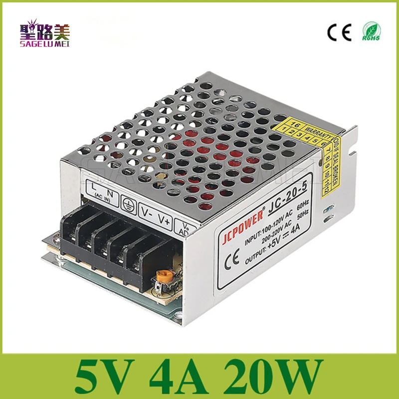 Бесплатная доставка 5В 4А 20 Вт импульсный источник питания для DC5V WS2811 WS2812B ws2801