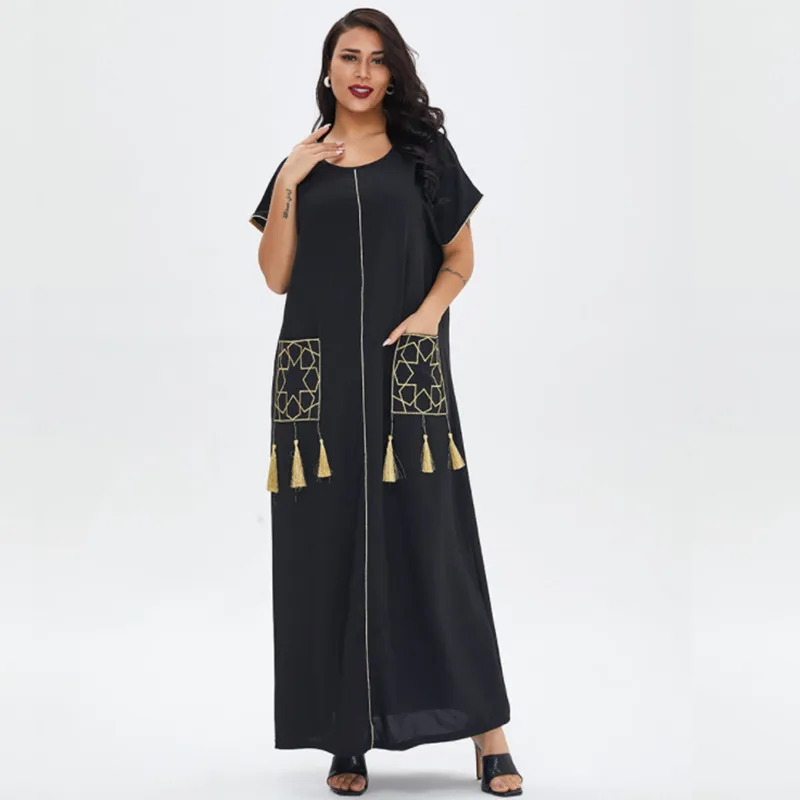 Летние арабские платья Дубай, искусственное мусульманское платье для женщин, Бангладеш, марокканский кафтан, турецкий Пакистан, Abaya с корот...