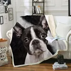 Двухслойное плюшевое одеяло CLOOCL Boston Terrier, с 3D рисунком животных, собак