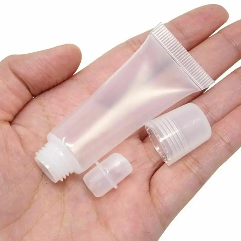 5pcs 5ml Lip Gloss Empty Refillable Tubes Bottle Plastic Clear Lip Balm Makeup Containers Organizer Bottle Tools