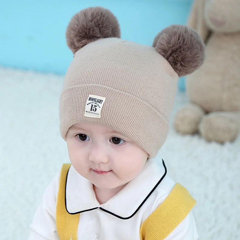 

New Cute Baby Girls Hat PomPom Cap For Boys Winter Hat For Children Cap Warm Newbron Baby Beanies Hat Cotton Cap 0-12 Month