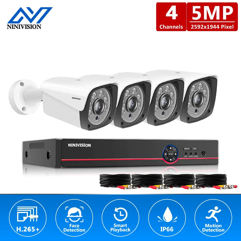 

Video Surveillance Kit AHD Cameras 5MP Outdoor CCTV Kit Wireless Security Camera System H.265+ NVR Set HD IR Night Vision