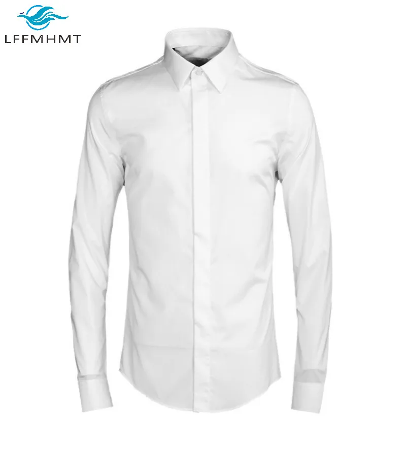 

Men Spring Fall Fashion Solid Color 46 48 Large Size Loose Dress Shirts Male American Style High Quality Slim Fit Bottoming Tops