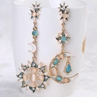 2022 new fashion moon crystal earrings party gift for women sun dangle earrings