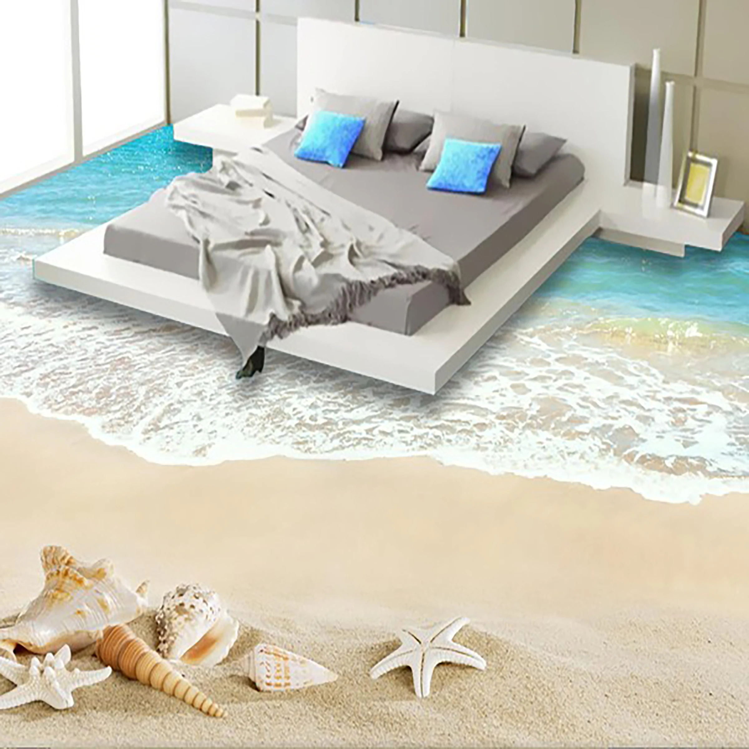 [Самоклеющиеся] 3D пляжные 330 напольные Обои Настенная печать настенные