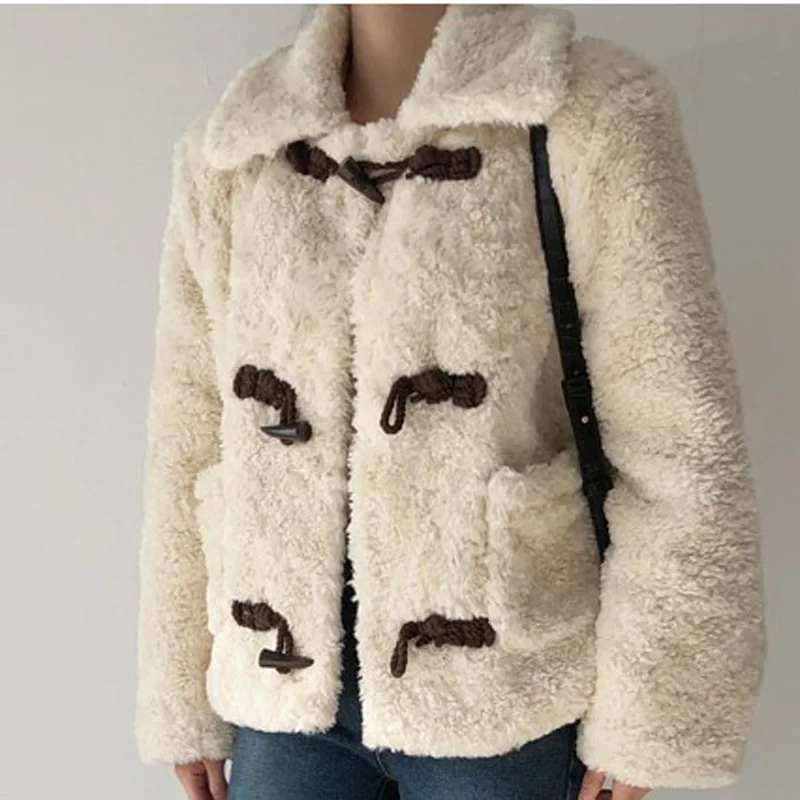 Новая зимняя Толстая женская меховая куртка с отложным воротником пальто