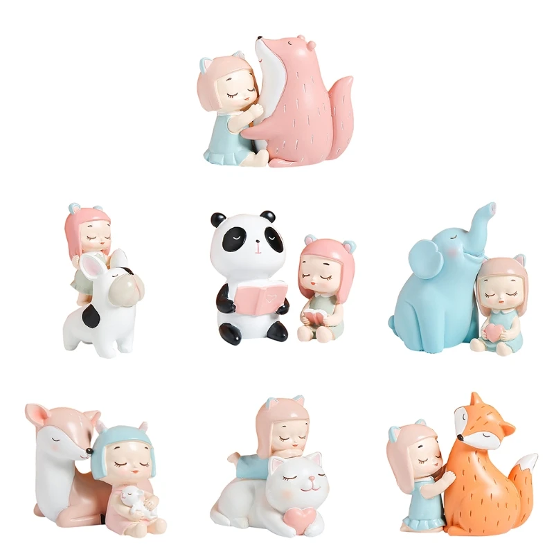 

Animal Girl Figurines Toys Decor Christmas Home Decor Resin Ornament Decoration