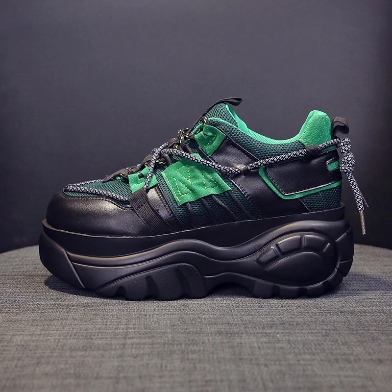 

Женские кроссовки на массивной вулканизированной подошве, черные кроссовки на платформе 6 см, повседневная обувь для тенниса, осень 2020