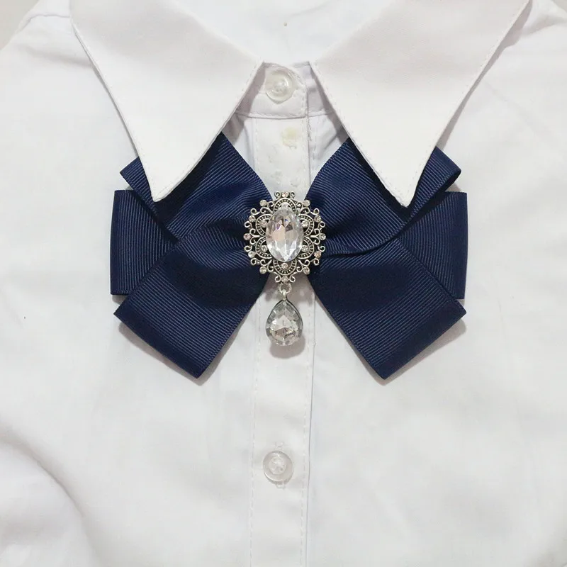 navy blue Модные галстуки для шеи корсаж бант галстук тканевая лента парфюм на подвеске брошь на воротник шпильки для женщин мужчин украшения для футболки - Окраска металла: navy blue