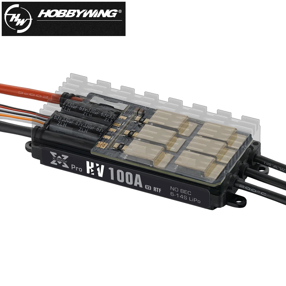 Высоковольтный электронный регулятор скорости Hobbywing XRotor Pro 80A/100A HV V3 Series 6 14S для