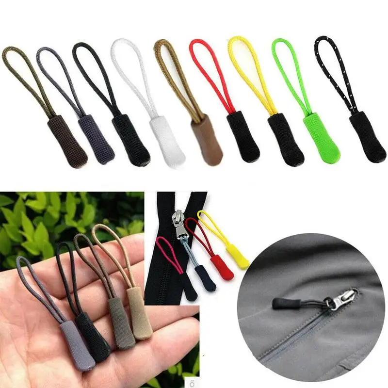 

Replacement Travel Packages Zipper Rope Injection Molded Pull Zipper Jacket 10Pcs Slider Cord Buckle Backpack Clip D9Q0