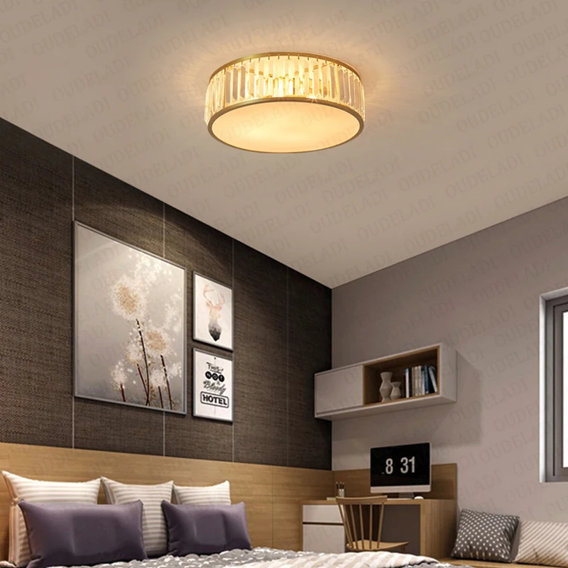 Lámpara de techo LED de cobre moderna, accesorio de iluminación para interior, decoración del hogar, lámparas de techo redondas para sala de estar y dormitorio