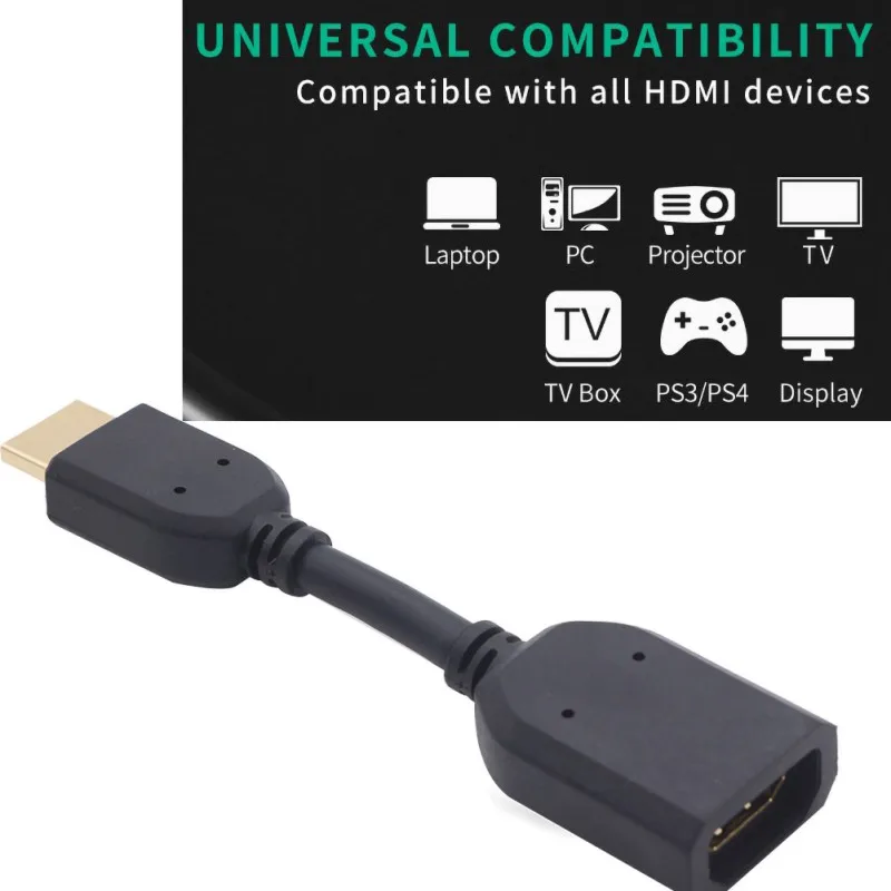 10 см Удлинительный кабель для HDMI Портативный позолоченный медный удлинитель адаптер шнур