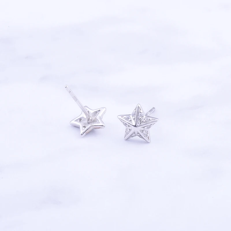 Pekurr 925 пробы серебряные серьги гвоздики с 3D пятиконечными звездами для женщин