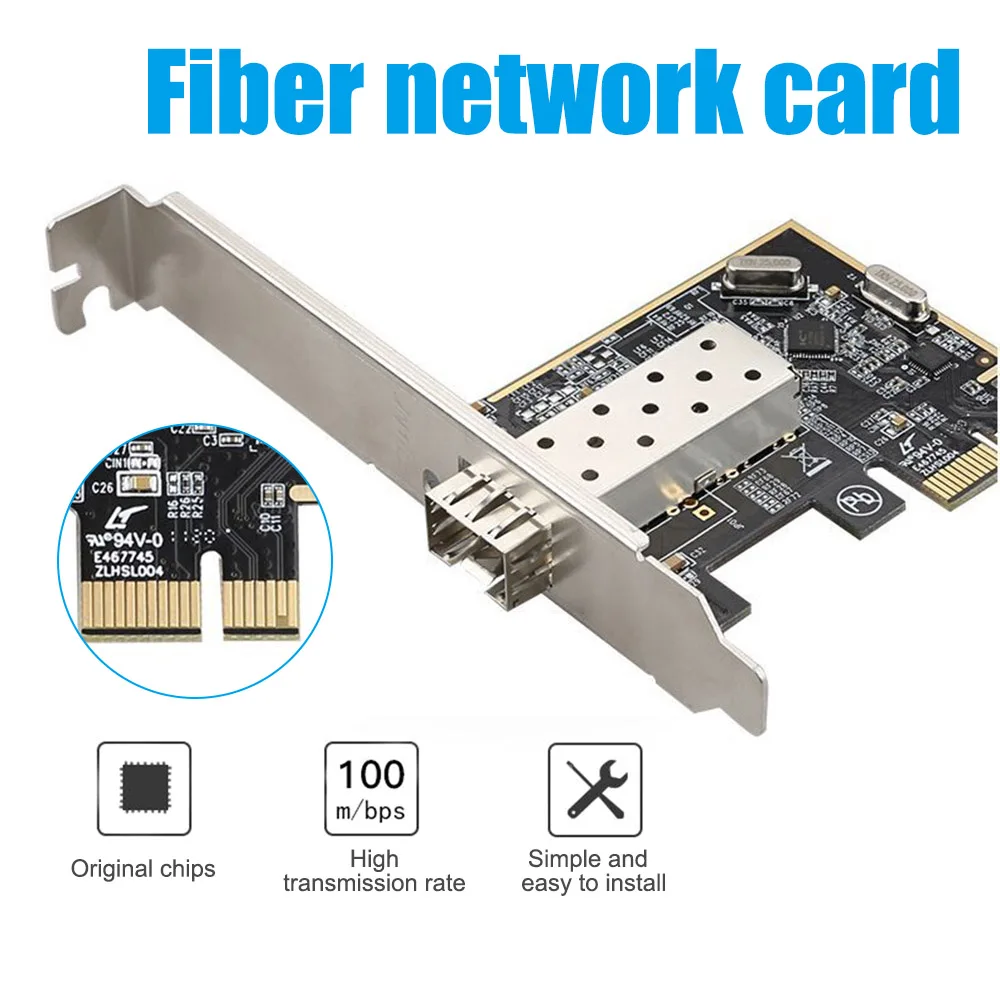 

New PCIE to 100M SFP Adapter Riser Card RT8106E+IP102GA Dual Chip Control Fibre-optical Network Card for Desktop