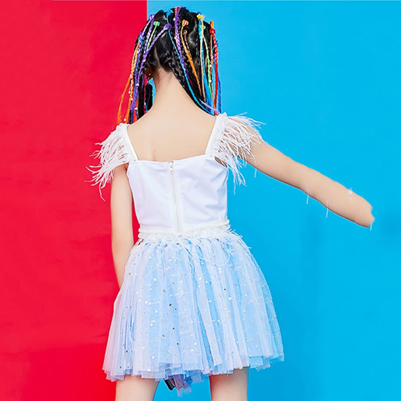 

Girls Jazz Dance Costume Stage Performance Clothing Tassel Tops Tutu Skirts Children Hip Hop Street Dancing Stage Wear