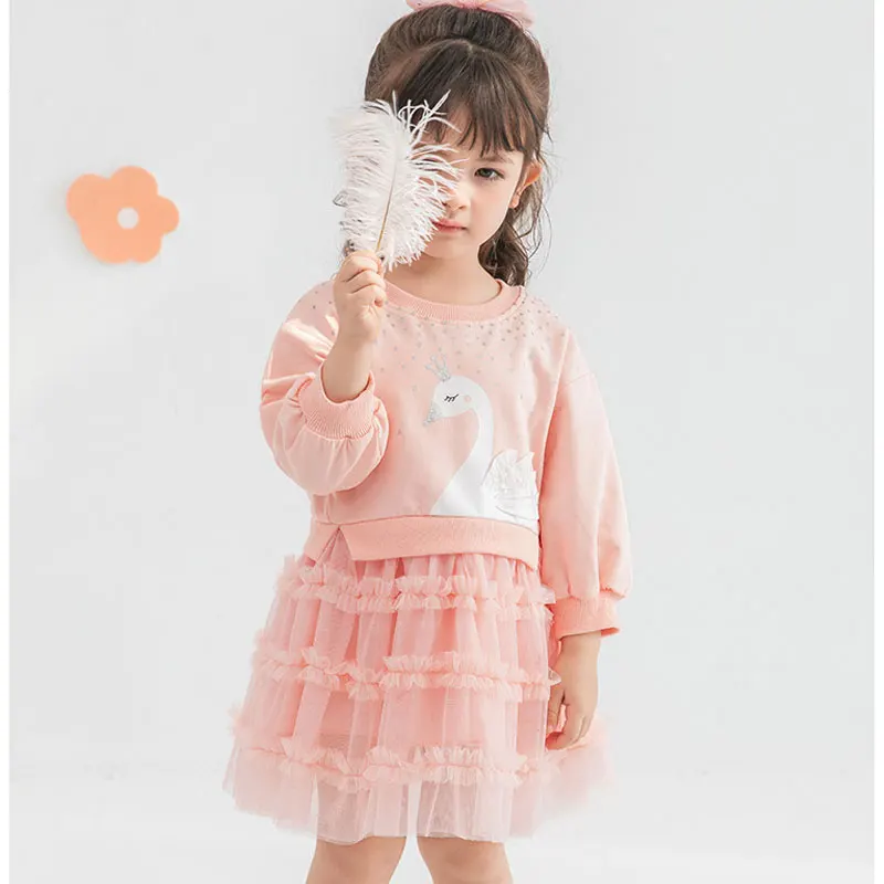 

Сетчатое платье с длинным рукавом для девочек, одежда для малышей, хлопковые платья для маленьких принцесс, милые весенние детские платья, д...